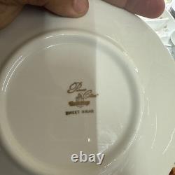 Porcelain Floral Dinner Set Gold Trim Plates Cups Saucers Serving Bowl Glossy