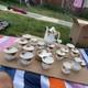 Porcelain Floral Tea Set White With Gold Trim Teapot Cups Saucers Creamer