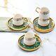 Porcelain Green Gold Coffee Cup Set For 6 12 Pc Espresso Cups & Saucers