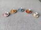 Porcelaine De Limoges France Mottled Multicolour Cup & Saucer Set Of 5 Expresso