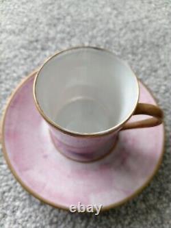 Porcelaine de Limoges France Mottled Multicolour Cup & Saucer Set of 5 Expresso