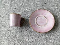 Porcelaine de Limoges France Mottled Multicolour Cup & Saucer Set of 5 Expresso