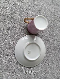 Porcelaine de Limoges France Mottled Multicolour Cup & Saucer Set of 5 Expresso