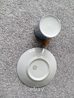 Porcelaine de Limoges France Mottled Multicolour Cup & Saucer Set of 5 Expresso