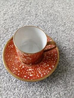 Porcelaine de Limoges France Mottled Multicolour Cup & Saucer Set of 5 Expresso