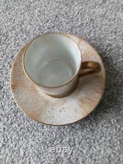 Porcelaine de Limoges France Mottled Multicolour Cup & Saucer Set of 5 Expresso