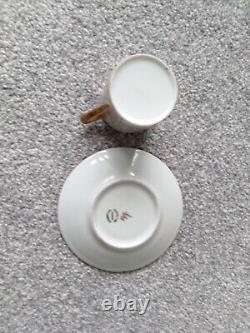 Porcelaine de Limoges France Mottled Multicolour Cup & Saucer Set of 5 Expresso