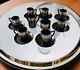 Portmeirion Greek Key Black Gold Demitasse 8 Cups & Saucers Milk Jug S W-ellis
