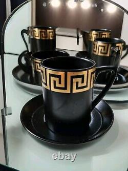 Portmeirion Greek Key Black Gold Demitasse 8 Cups & Saucers Milk Jug S W-Ellis