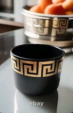 Portmeirion Greek Key Black Gold Demitasse 8 Cups & Saucers Milk Jug S W-Ellis