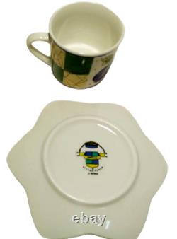 Pristine Vintage Coffee Cup and Saucer Set 1960s-70s Fruit Motif, Set of 6