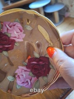 Queen Ann Bone China Pink Roses With Gold Tea Cup And Saucer
