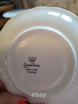 Queen Ann Bone China Pink Roses With Gold Tea Cup And Saucer