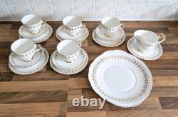 Queen Anne Bone China Gold Scroll Tea Set Tea Plates Cake Plate Milk Jug