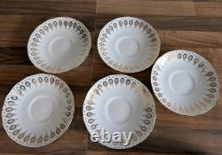 Queen Anne Bone China Gold Scroll Tea Set Tea Plates Cake Plate Milk Jug