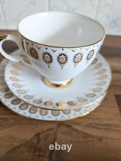 Queen Anne Bone China Gold Scroll Tea Set Tea Plates Cake Plate Milk Jug