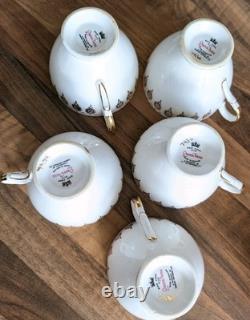 Queen Anne Bone China Gold Scroll Tea Set Tea Plates Cake Plate Milk Jug