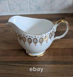 Queen Anne Bone China Gold Scroll Tea Set Tea Plates Cake Plate Milk Jug