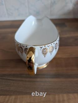 Queen Anne Bone China Gold Scroll Tea Set Tea Plates Cake Plate Milk Jug