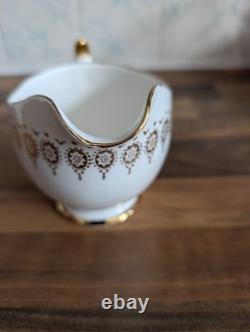 Queen Anne Bone China Gold Scroll Tea Set Tea Plates Cake Plate Milk Jug