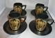 Queen Of Carthage Portmeirion Black And Gold Coffee Cups & Saucers England