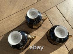 RARE 15 Jackson & Gosling Black & Gold Teacups & Saucers