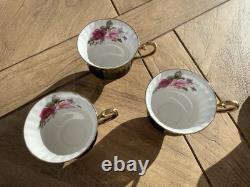 RARE 15 Jackson & Gosling Black & Gold Teacups & Saucers