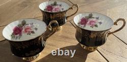 RARE 15 Jackson & Gosling Black & Gold Teacups & Saucers