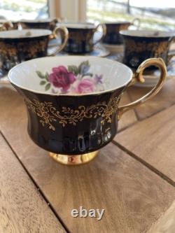 RARE 15 Jackson & Gosling Black & Gold Teacups & Saucers