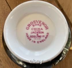 RARE 15 Jackson & Gosling Black & Gold Teacups & Saucers