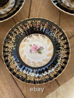 RARE 15 Jackson & Gosling Black & Gold Teacups & Saucers