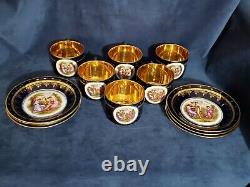 RARE! 1880 Royal Vienna Cobalt & Gold Porcelain Cup & Saucer Kauffman Beehive