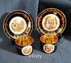 RARE! 1880 Royal Vienna Cobalt & Gold Porcelain Cup & Saucer Kauffman Beehive