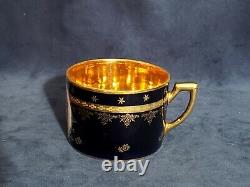 RARE! 1880 Royal Vienna Cobalt & Gold Porcelain Cup & Saucer Kauffman Beehive