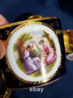 RARE! 1880 Royal Vienna Cobalt & Gold Porcelain Cup & Saucer Kauffman Beehive