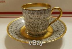 RARE 1920's Antique Art Deco GOLD Demitasse Cup & Saucer Set Bernardaud LIMOGES