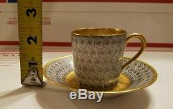 RARE 1920's Antique Art Deco GOLD Demitasse Cup & Saucer Set Bernardaud LIMOGES