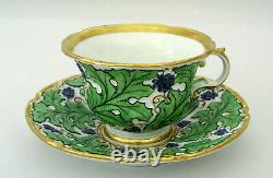 RARE ANTIQUE MEISSEN CUP & SAUCER GRAPES BERRIES LEAF DESIGN with GOLD GILT