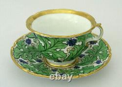 RARE ANTIQUE MEISSEN CUP & SAUCER GRAPES BERRIES LEAF DESIGN with GOLD GILT