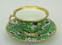 RARE ANTIQUE MEISSEN CUP & SAUCER GRAPES BERRIES LEAF DESIGN with GOLD GILT