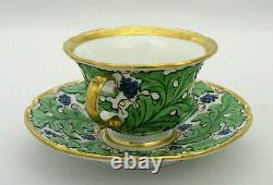 RARE ANTIQUE MEISSEN CUP & SAUCER GRAPES BERRIES LEAF DESIGN with GOLD GILT