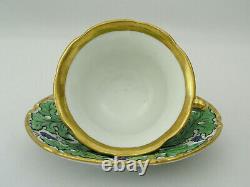 RARE ANTIQUE MEISSEN CUP & SAUCER GRAPES BERRIES LEAF DESIGN with GOLD GILT