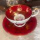 Rare Aynsley Cabbage Rose Cup And Saucer Signed J A Bailey Burgundy Red Gold