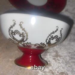 RARE AYNSLEY CABBAGE ROSE CUP AND SAUCER SIGNED J A BAILEY Burgundy Red Gold