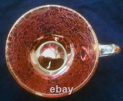 RARE Antique MOSER Cup + Saucer Gilt Gold Enamelled Decorated Cranberry Glass