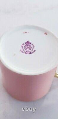 RARE Antique Royal Worcester PINK Gold Cup & Saucer HANDPAINTED Cherubs Angels