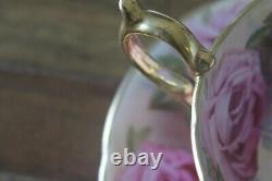 RARE Aynsley 13 Pink Cabbage Roses Gold Teacup Tea Cup Saucer