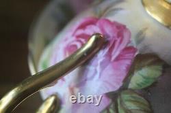 RARE Aynsley 13 Pink Cabbage Roses Gold Teacup Tea Cup Saucer