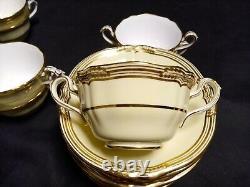 RARE Copeland Spode for TIFFANY & CO. Of New York Ivory & Gold 7 Cups 12 Saucers