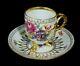 Rare Dresden Paw Footed Floral Cup & Saucer Gold Gilded Twisted Snake Handle